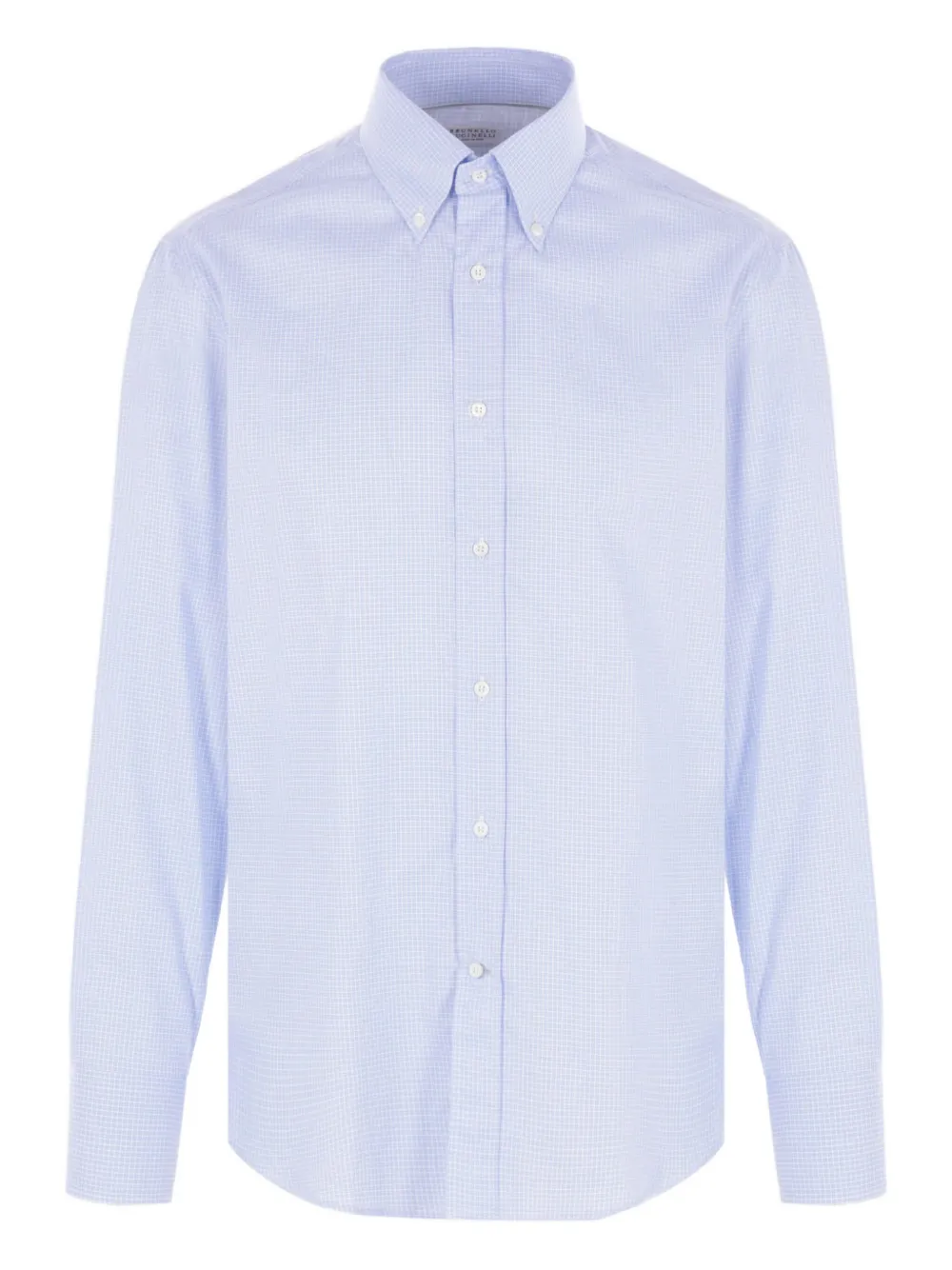 Brunello Cucinelli Checked Cotton Shirt In Blue