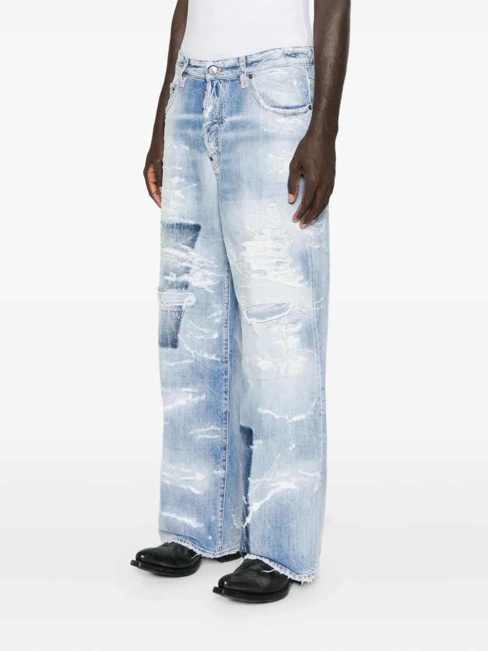 Dsquared2 Patchwork Distressed Jeans In Blue