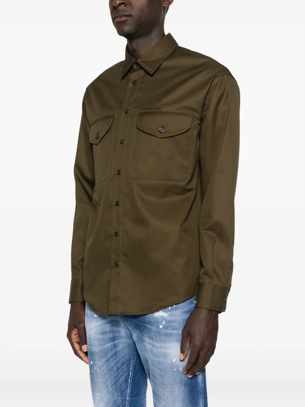 DSQUARED2 Utility katoenen overhemd met dubbele zak Bruin