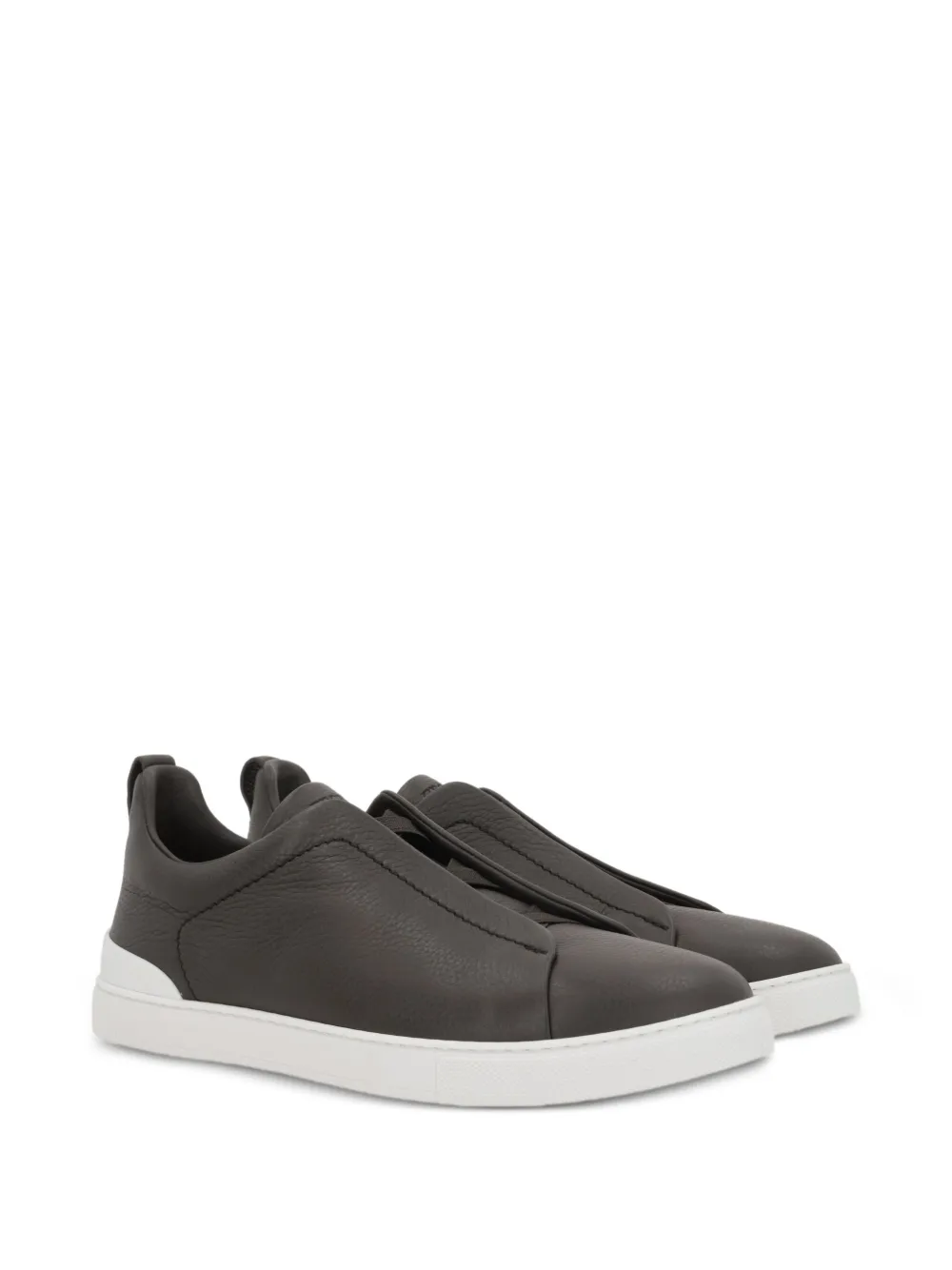Zegna grained-leather elastic-detail slip-on sneakers | Slip-On | Image 2