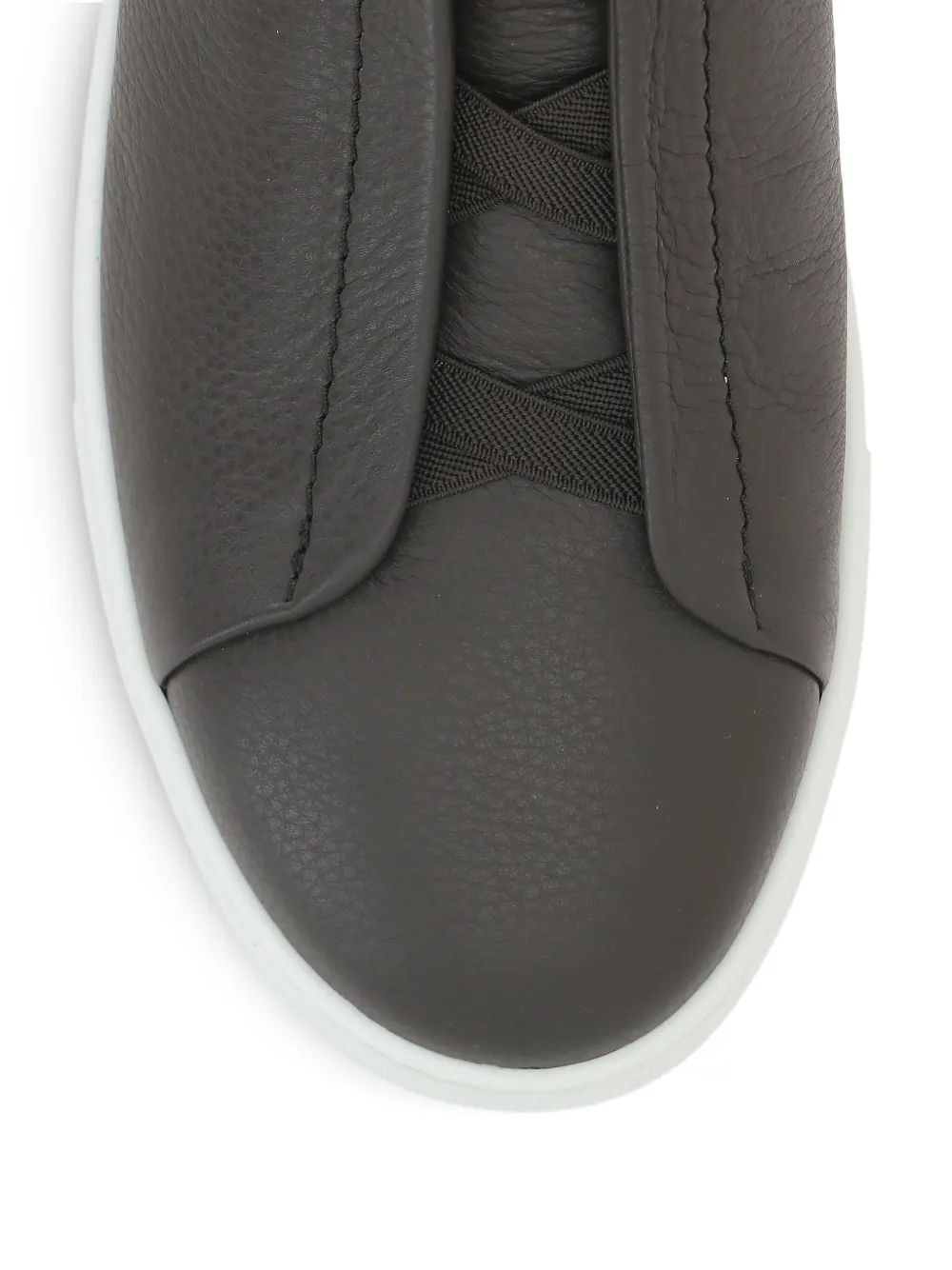 Zegna grained-leather elastic-detail slip-on sneakers Brown
