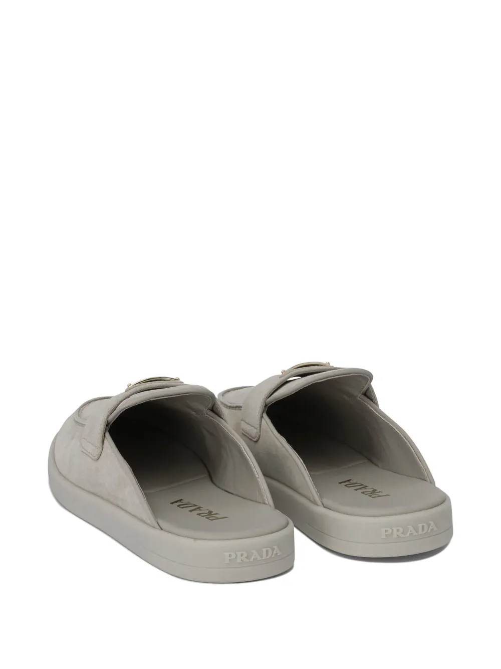 Prada Loafers met metalen logo Grijs