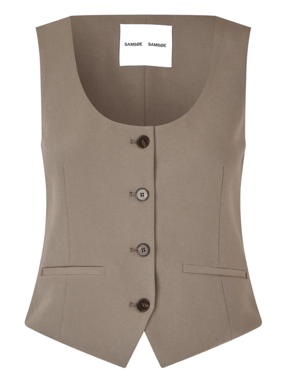 Samsoe & Samsoe Button Sleeveless Vest In Gray