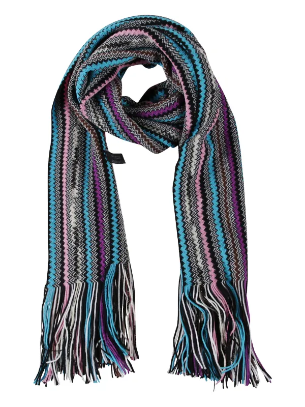 Missoni Fringed Zig-zag Scarf in Black