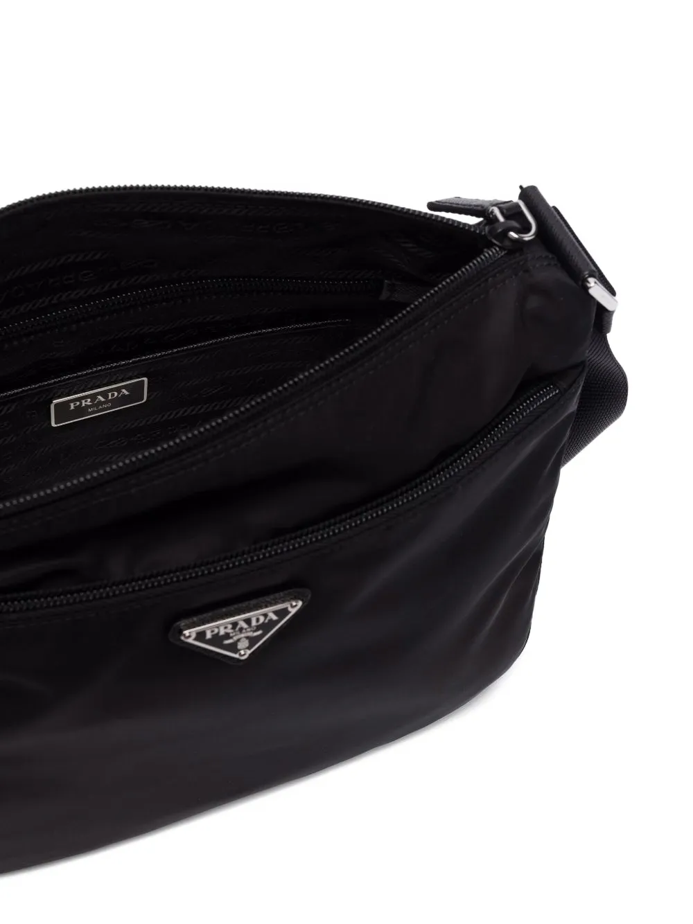 Prada Re-Nylon crossbodytas met logoplakkaat Zwart