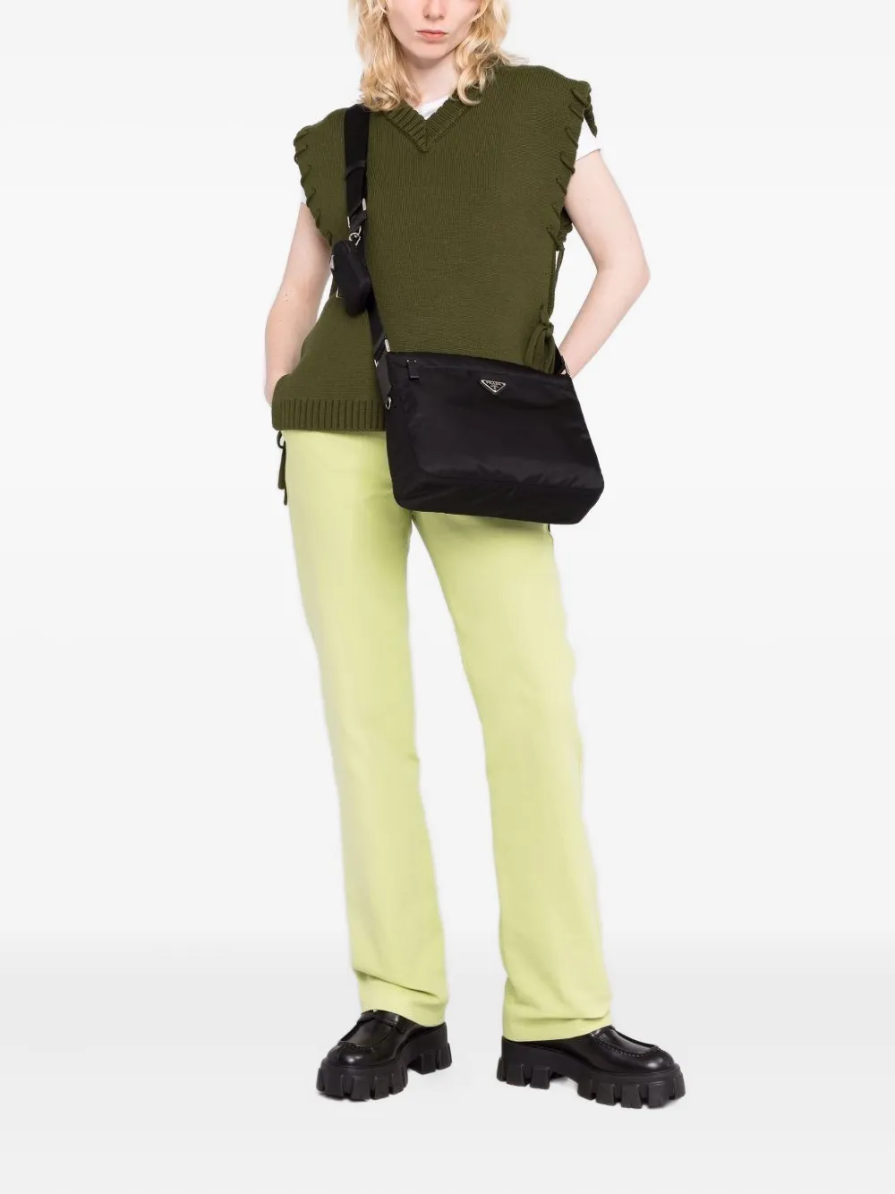 Prada Re-Nylon crossbodytas met logoplakkaat Zwart