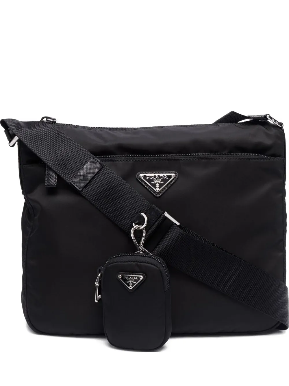 Prada Borsa a tracolla con placca logo - Nero
