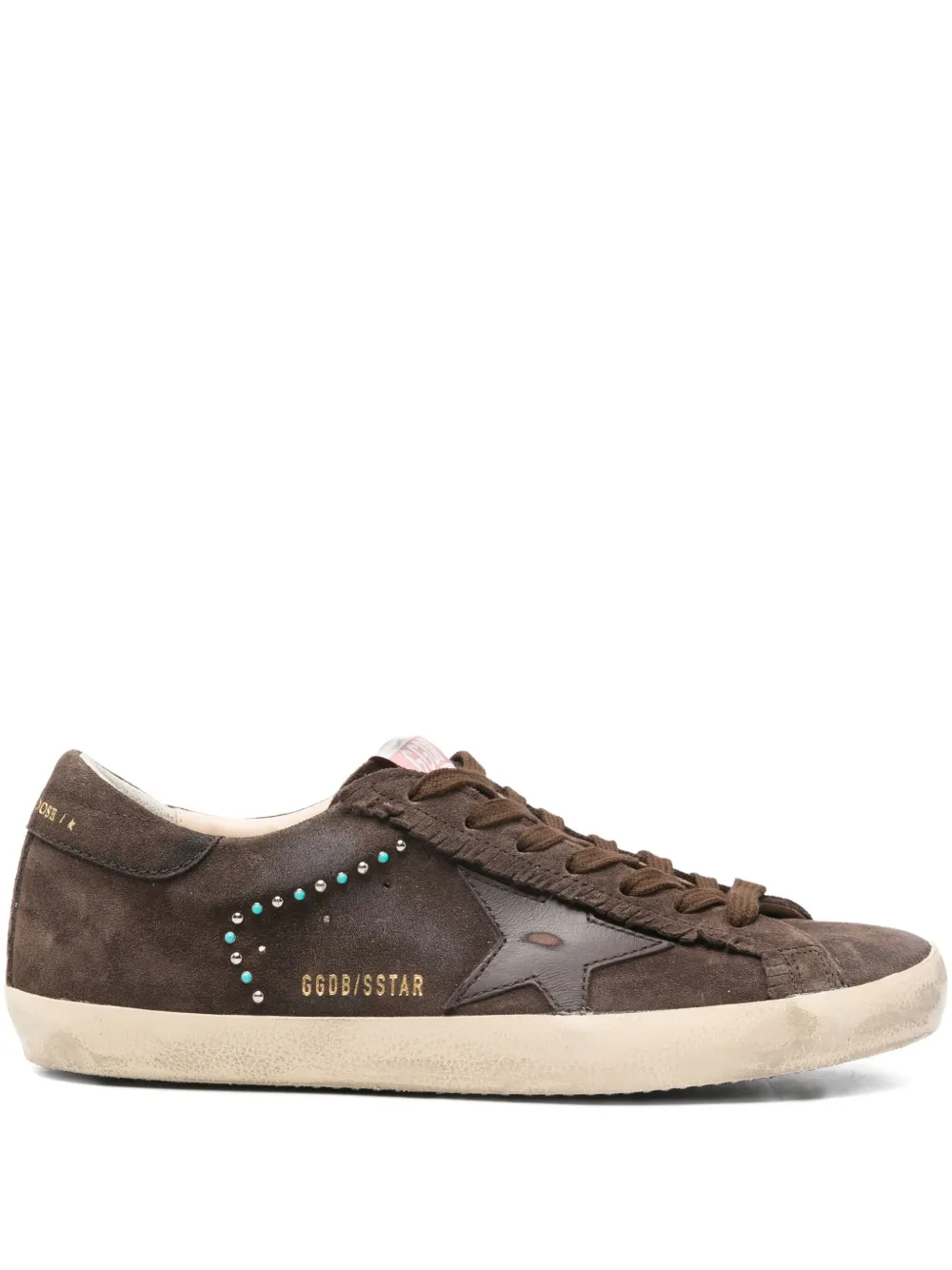 Golden Goose suede studded star sneakers Brown