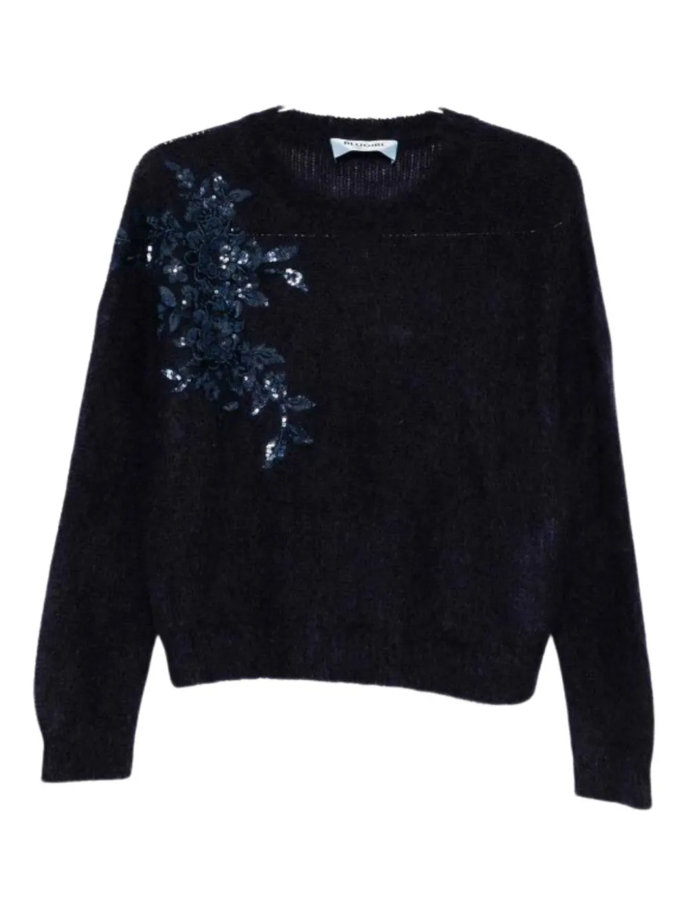 Blugirl Sequin Floral Sweater In Black