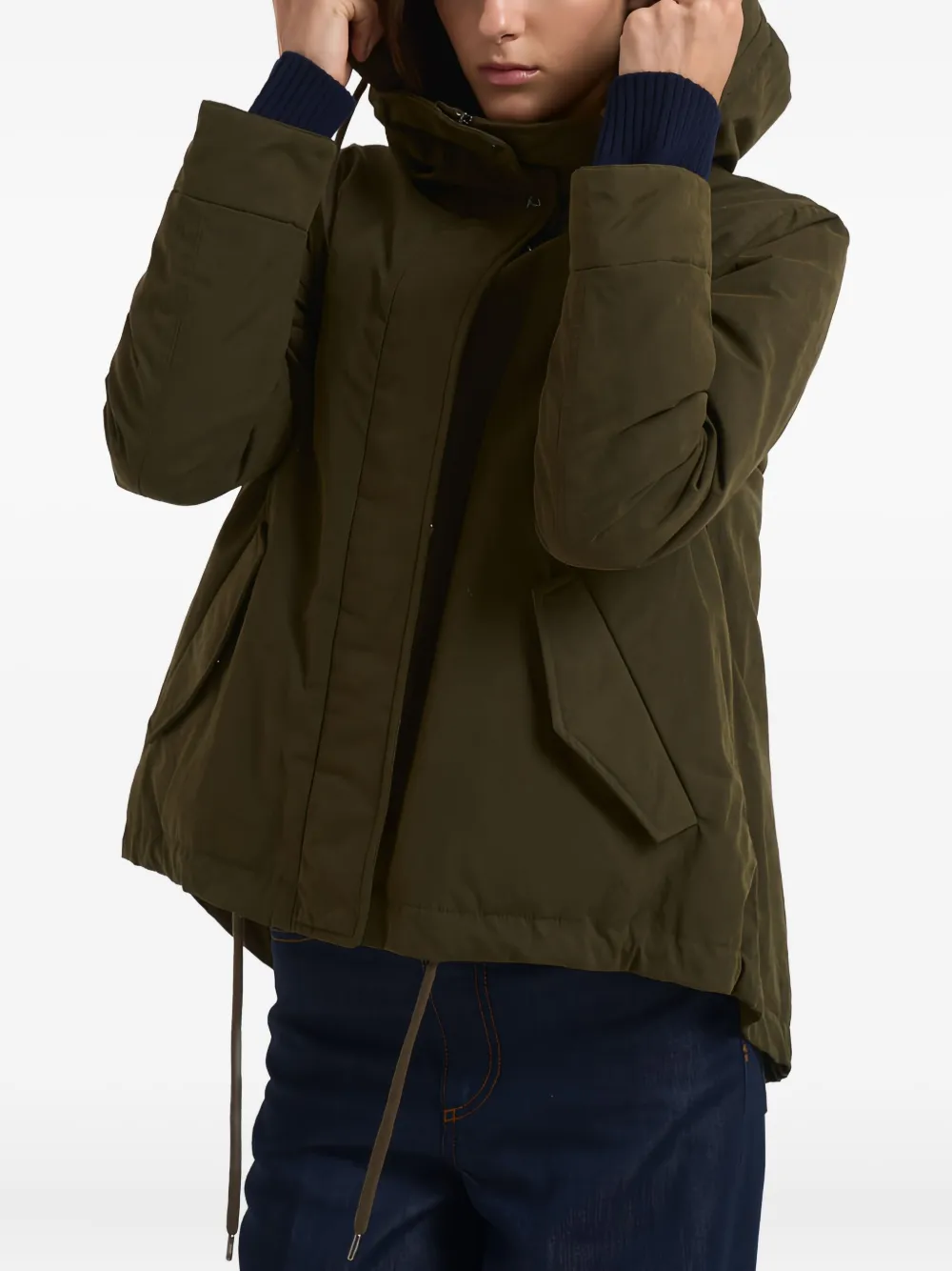 Herno Puffer Jackets With Drawstring Hem And Hood In Green