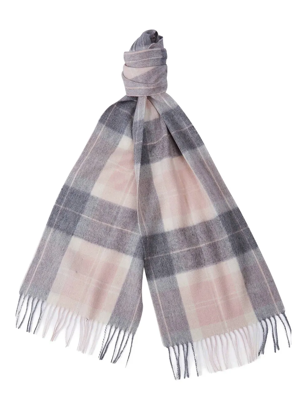 Barbour checked fringed scarf | Pink | Image 1