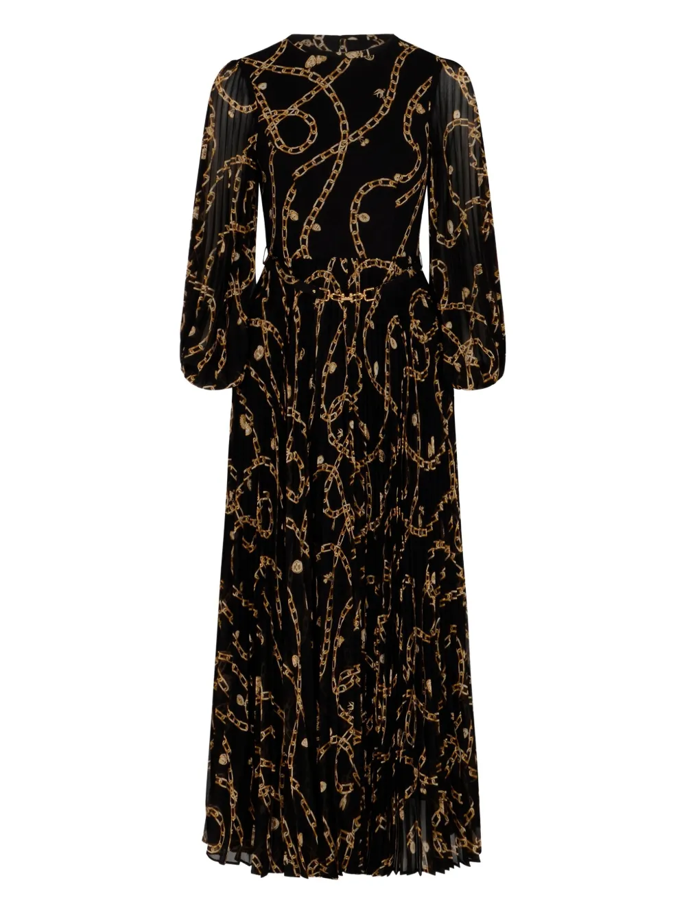 ZIMMERMANN chain-print pleated-skirt midi dress - Zwart