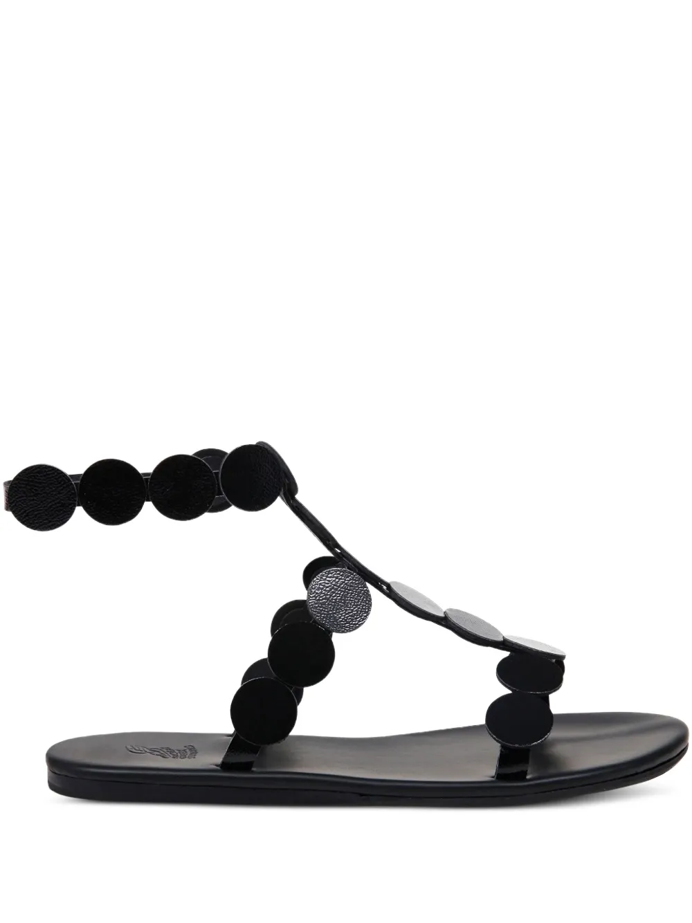 Ancient Greek Sandals Triton Circle-embellished Flat Sandals In Black