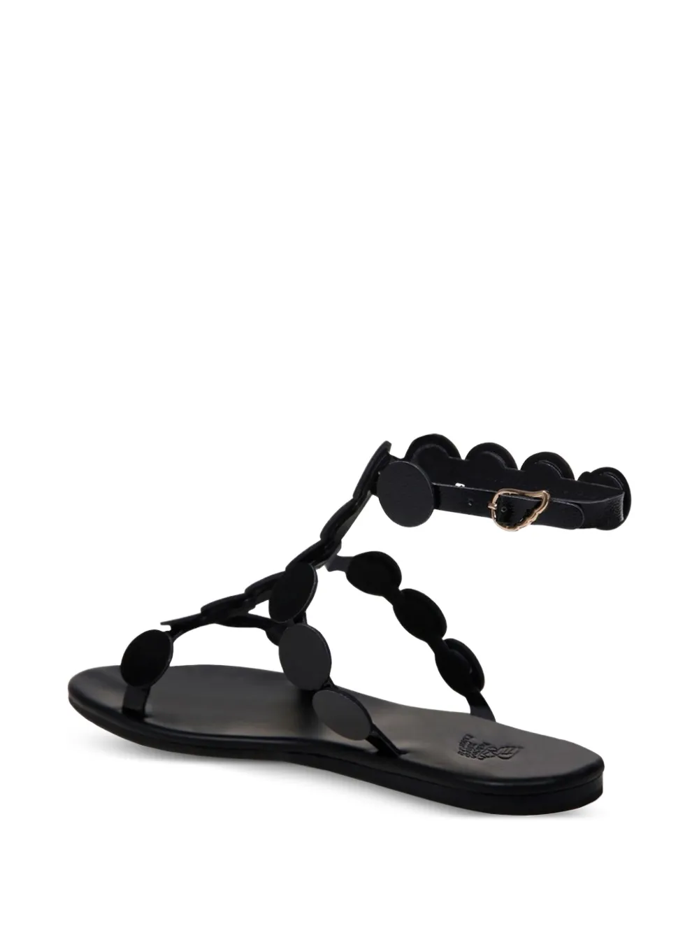 Ancient Greek Sandals Triton Circle-embellished Flat Sandals In Black