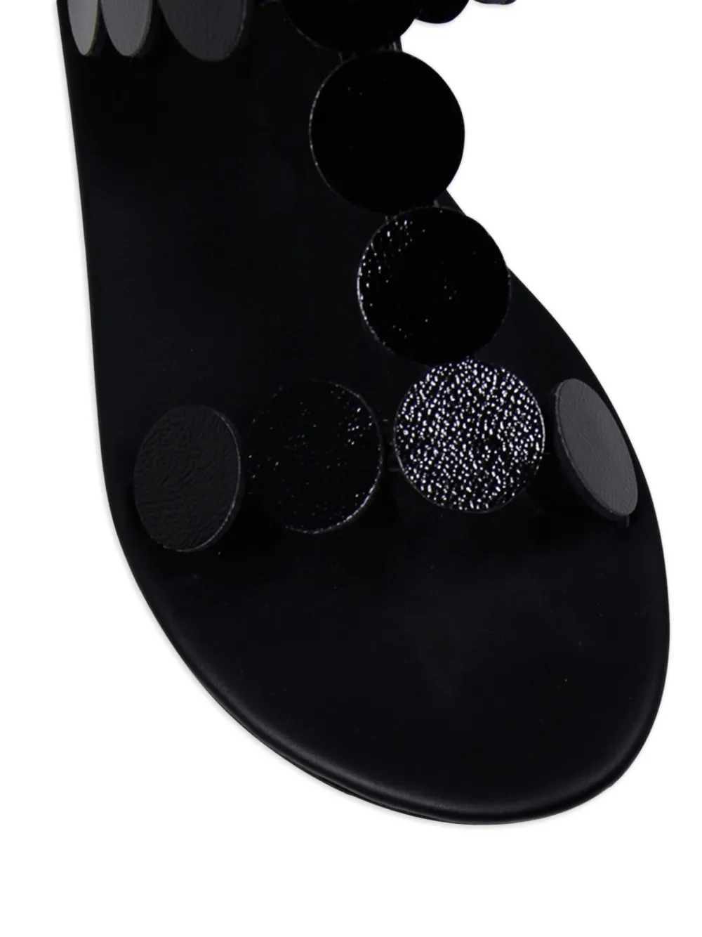 Ancient Greek Sandals Triton Circle-embellished Flat Sandals In Black