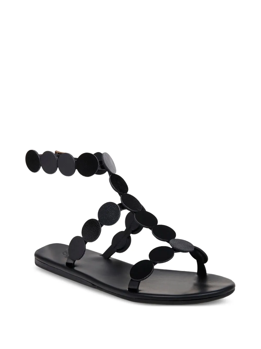 Ancient Greek Sandals Triton Circle-embellished Flat Sandals In Black