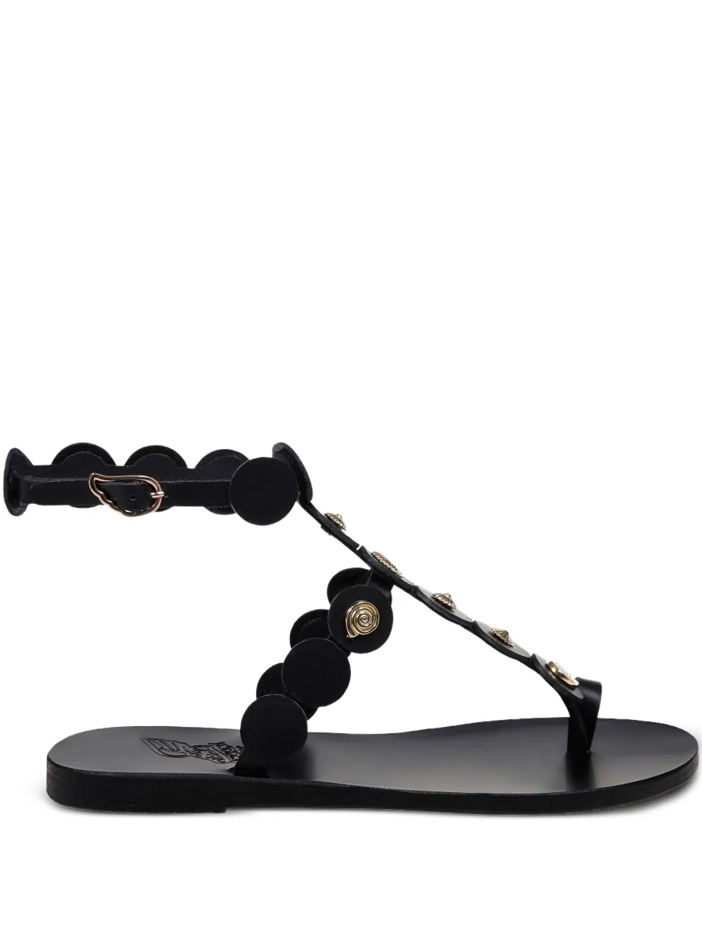 Ancient Greek Sandals embellished buckle sandals Black