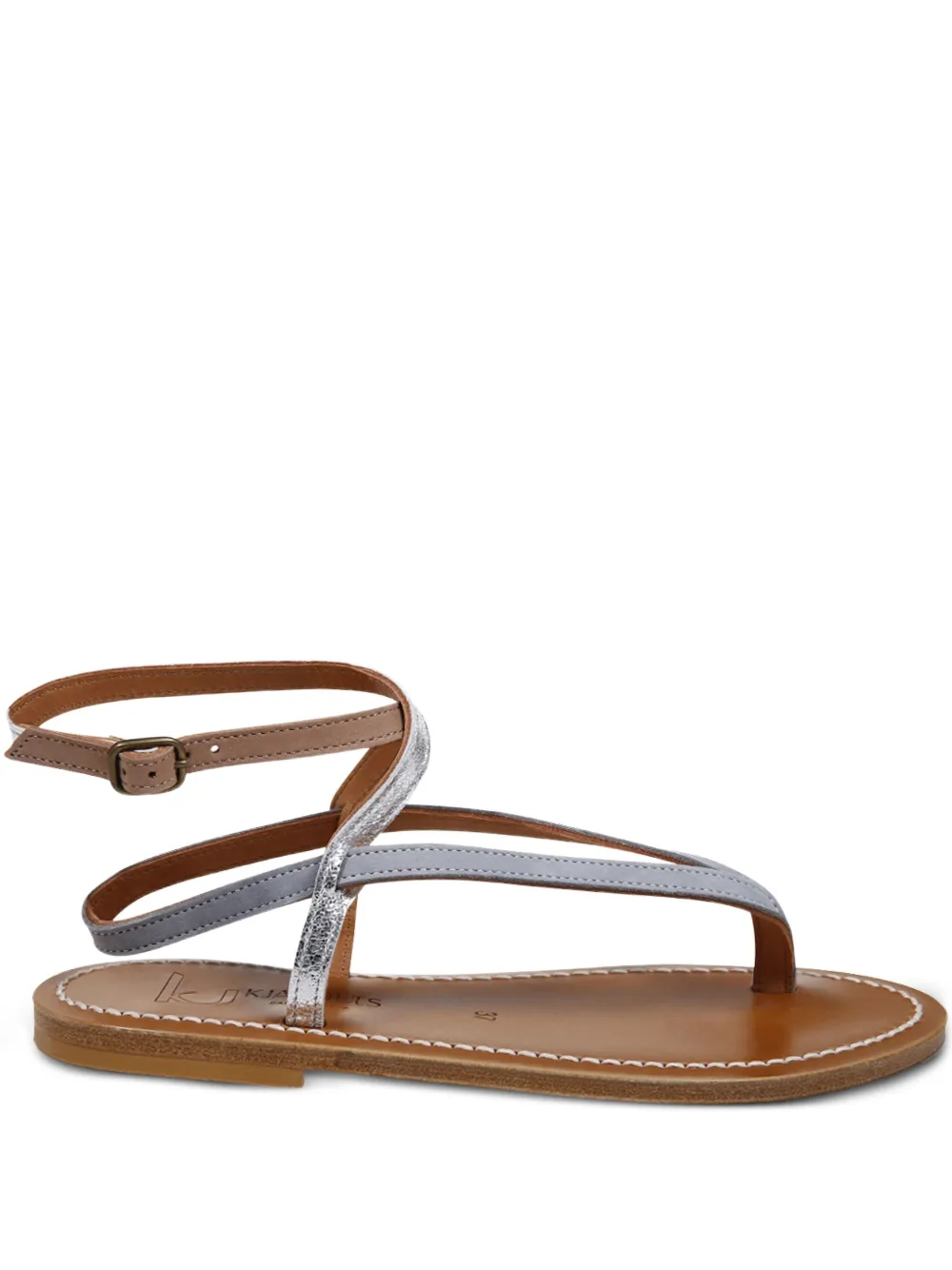 Kjacques Leather Ankle-tie Sandals In Brown