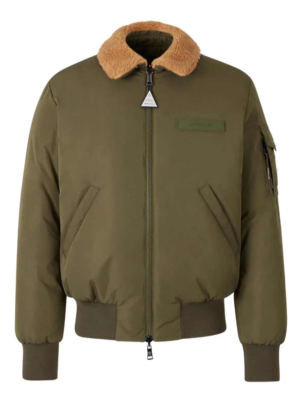 Moncler sherpa-collar bomber jacket - グリーン Moncler sherpa-collar bomber jacket - グリーン