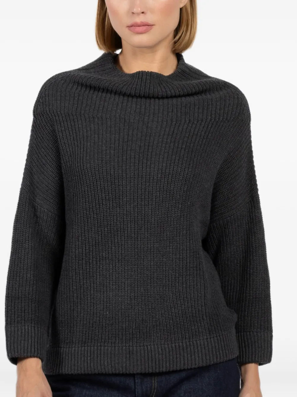 Autumn Cashmere Funnel-neck Ribbed Sweater In Black