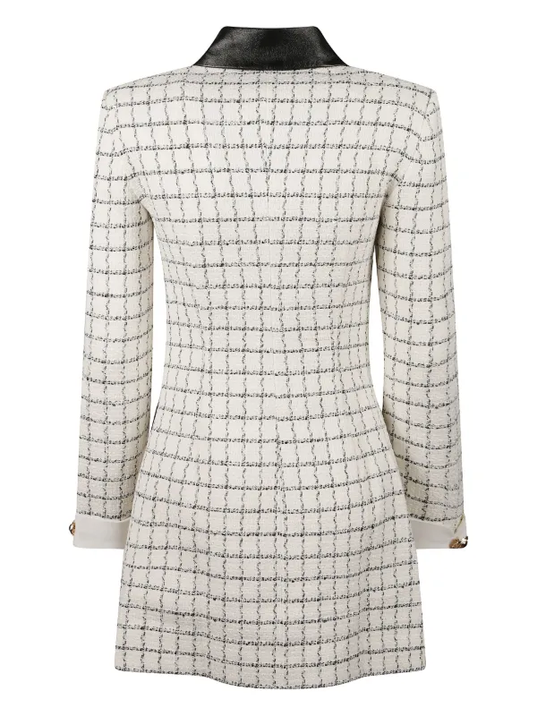 Self-Portrait Robe Courte En Tweed à Manches Longues Tons