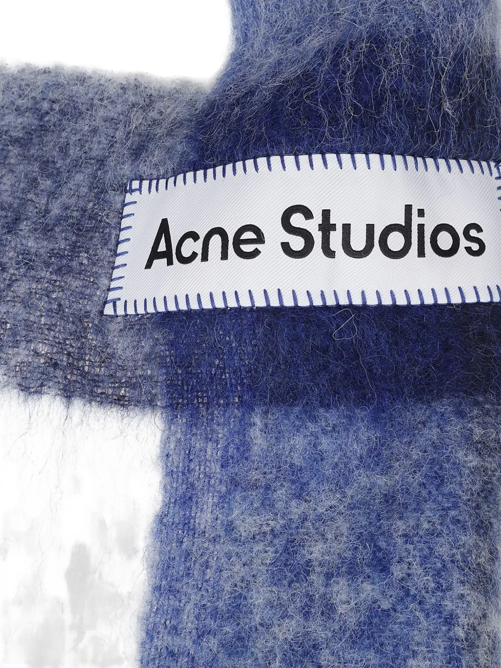 Acne Studios checked fringed scarf - Blauw