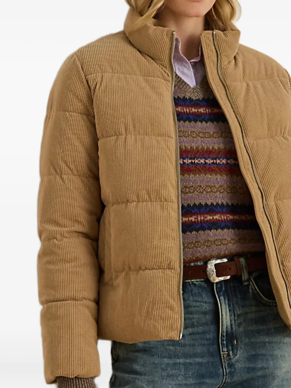 Ralph Lauren Logo Corduroy-texture Jacket In Brown