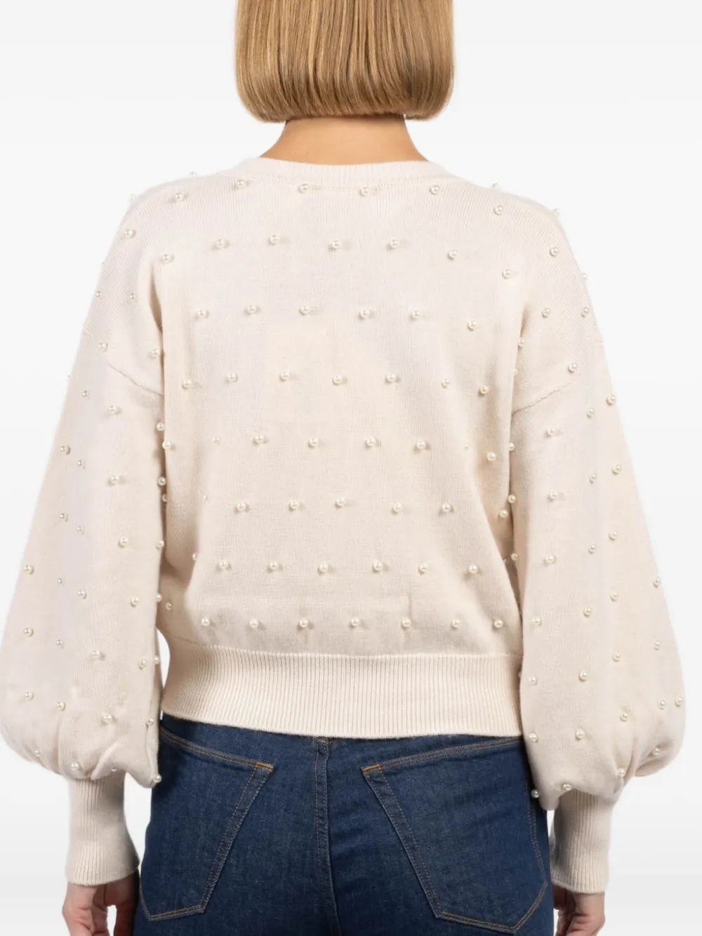 Zimmermann Pearl-embellished Balloon-sleeve Cardigan In Neutral
