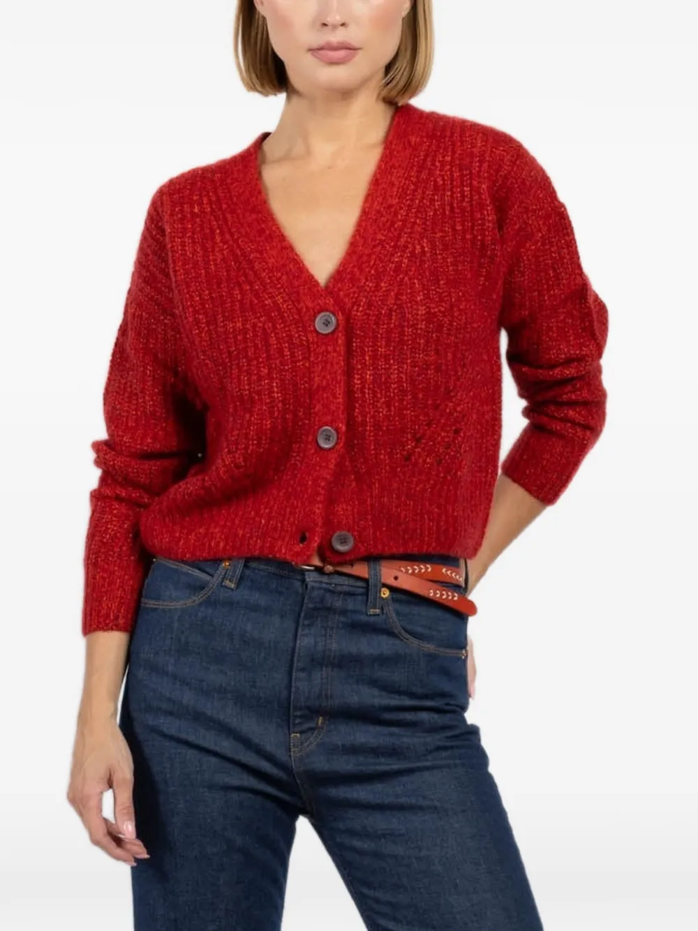 Autumn Cashmere button V-neck knitwear - Rosso