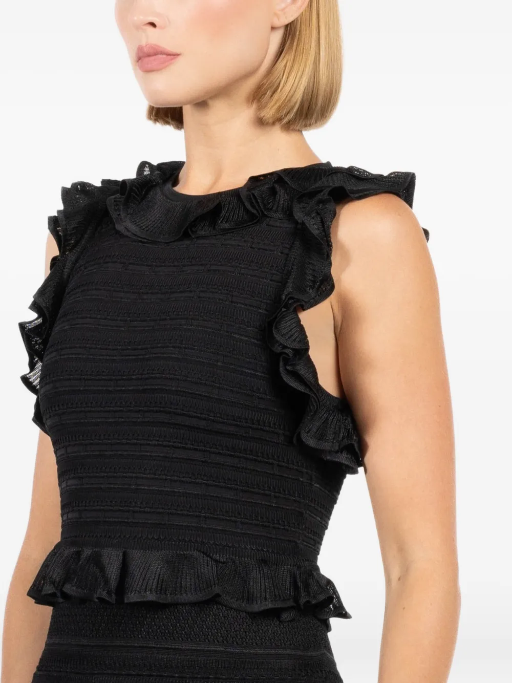 Zimmermann Crush Frilled V-neck Midi Dress In Black