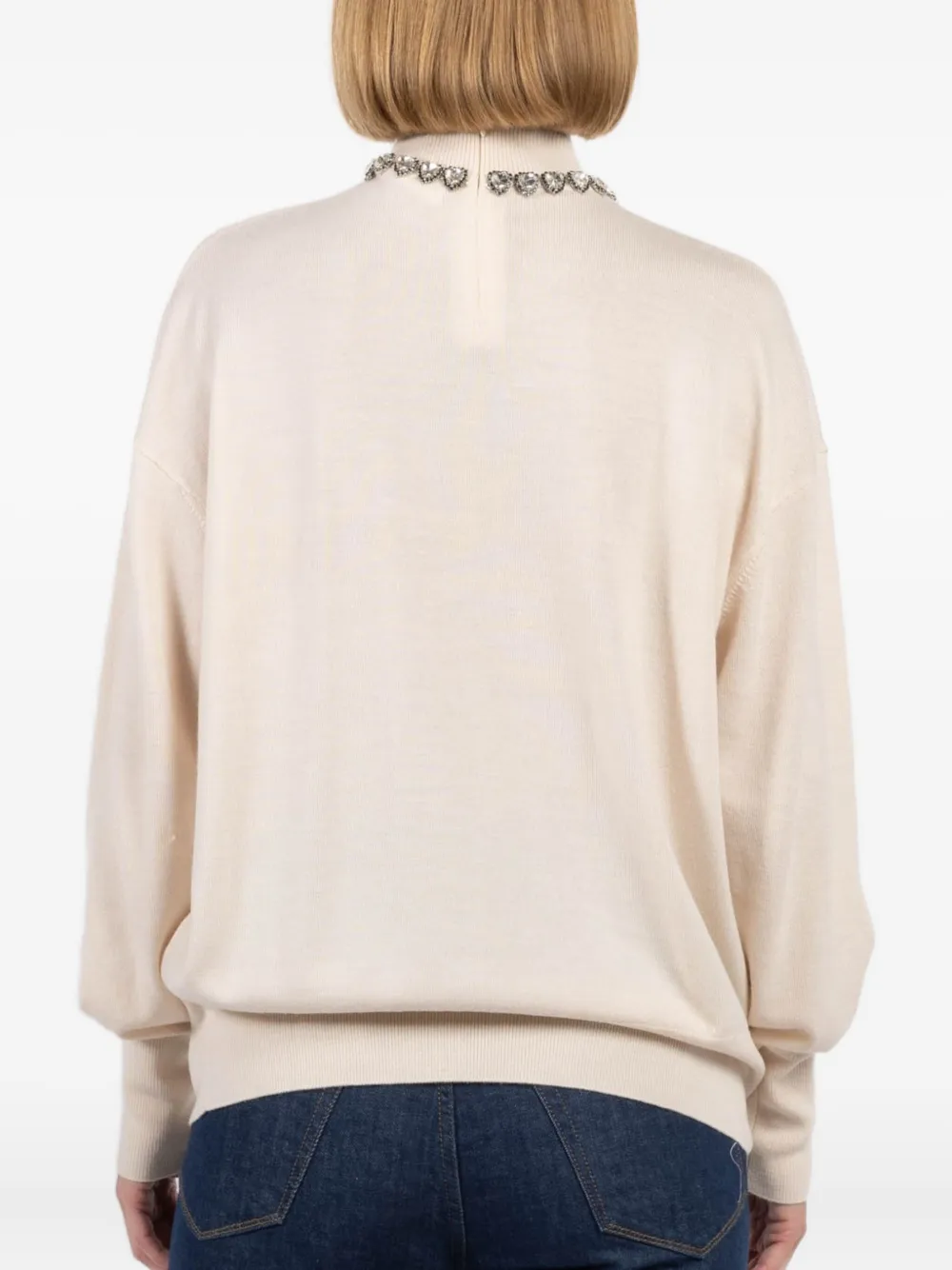 Zimmermann Crystal-embellished High-neck Sweater In Pink