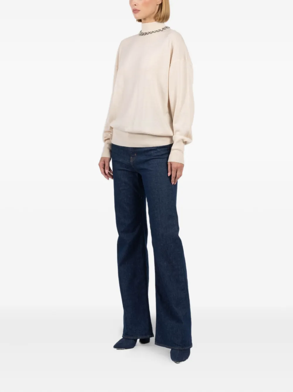 Zimmermann Crystal-embellished High-neck Sweater In Pink