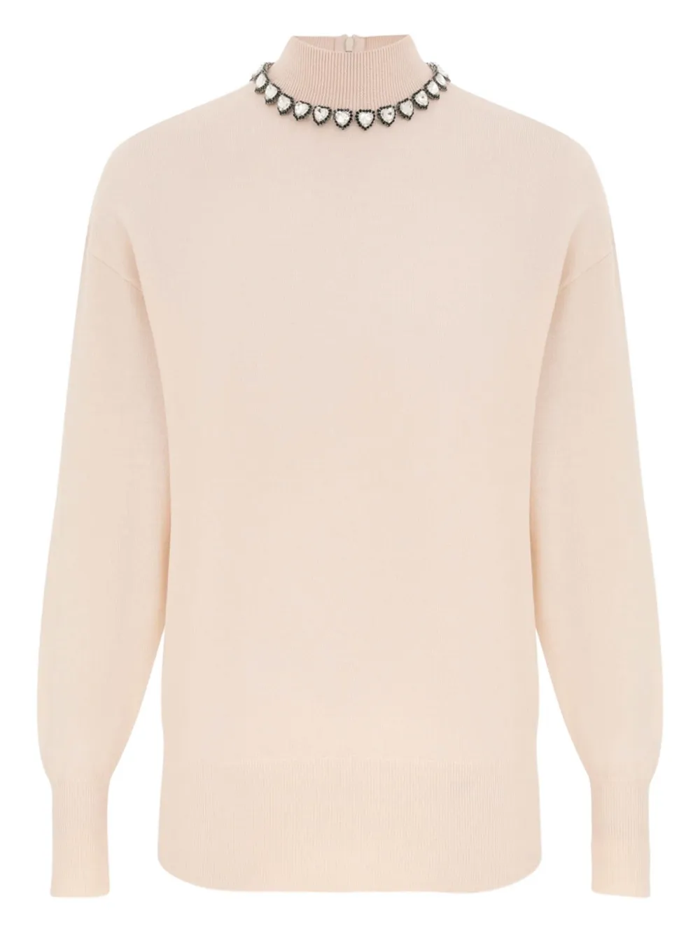 Zimmermann Crystal-embellished High-neck Sweater In Pink