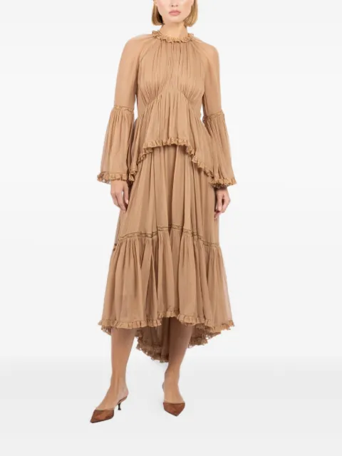 ZIMMERMANN Hypnotic asymmetric-hem midi dress