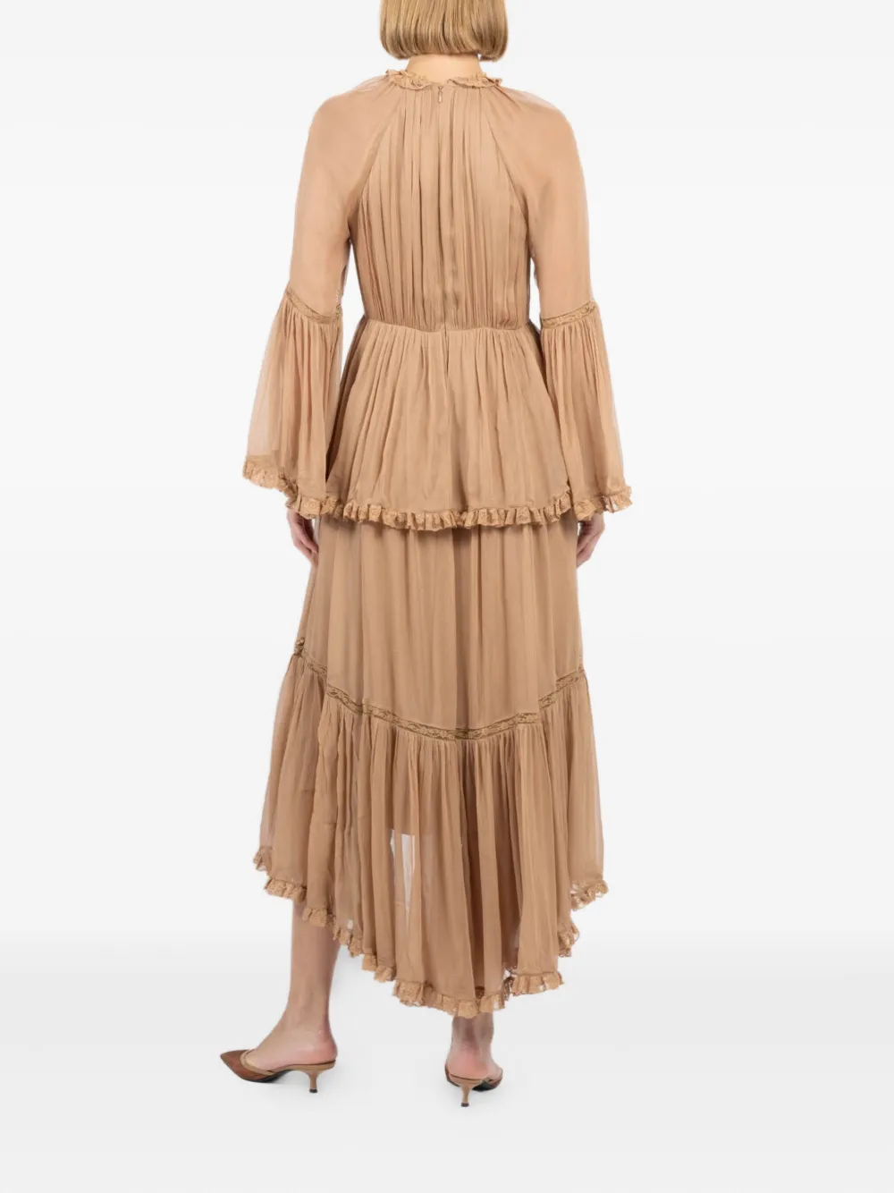 Zimmermann Hypnotic Peplum Long Sleeve Flutter Dress In Neutral