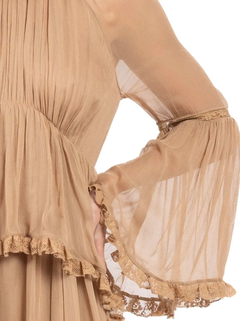Zimmermann Hypnotic Peplum Long Sleeve Flutter Dress In Neutral