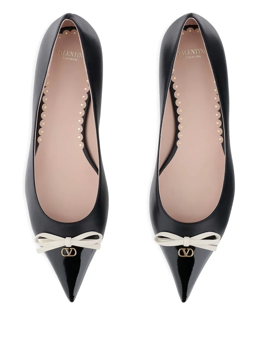 Valentino Garavani contrast-bow ballet flats Black