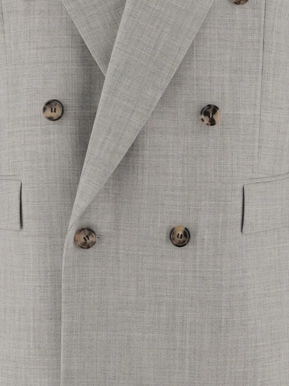 Saint Laurent Colbert met dubbele rij knopen en puntige revers Grijs