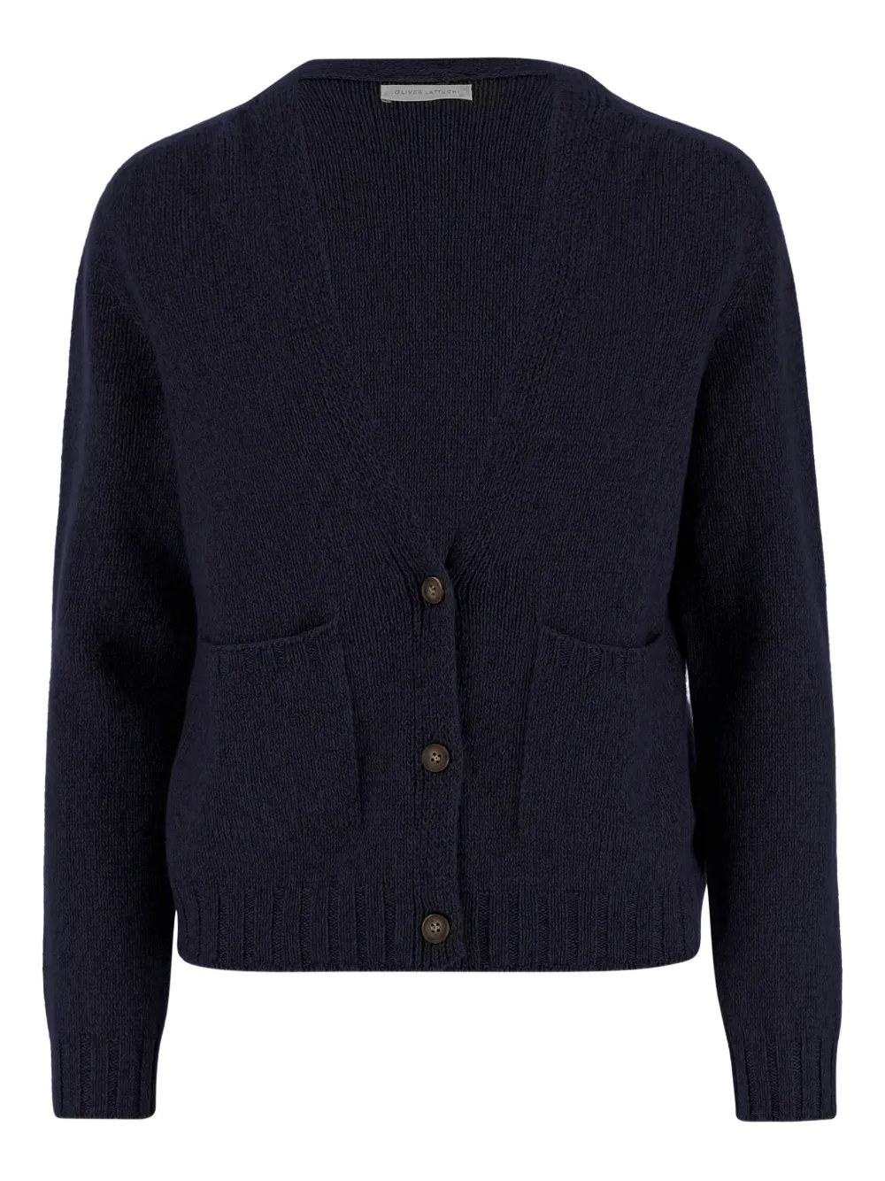 OLIVER LATTUGHI v-neck patch-pocket cardigan - ブルー OLIVER LATTUGHI v-neck patch-pocket cardigan - ブルー