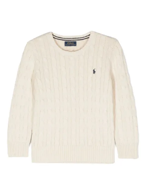 POLO RALPH LAUREN KIDS سويتر قطن بحياكة الضفيرة