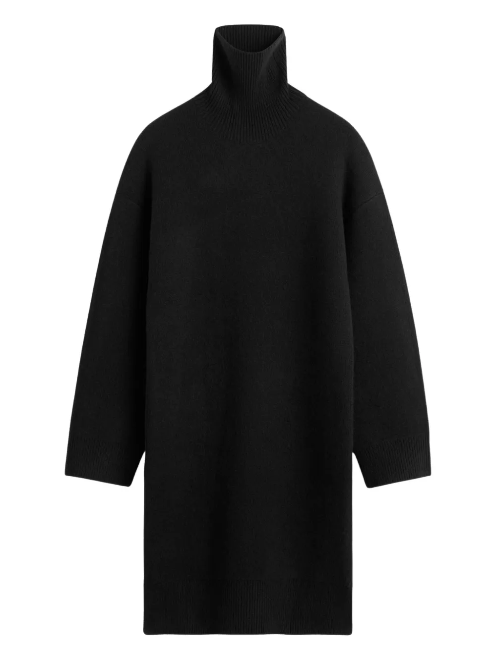 Totême Turtleneck Ribbed Knit Mini Dress In Black