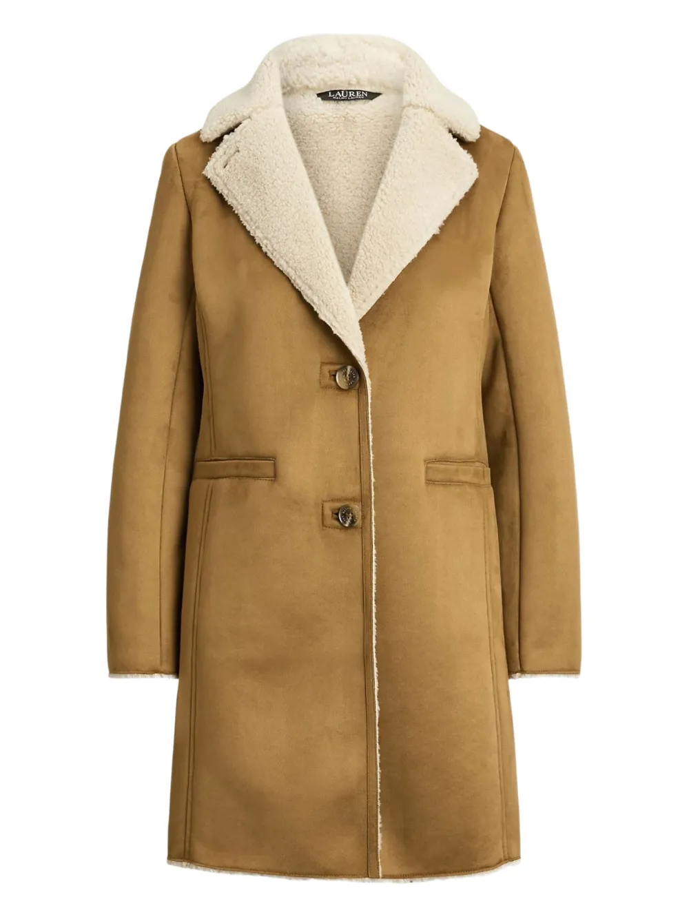 Ralph Lauren Faux-fur Collar Coat In Brown