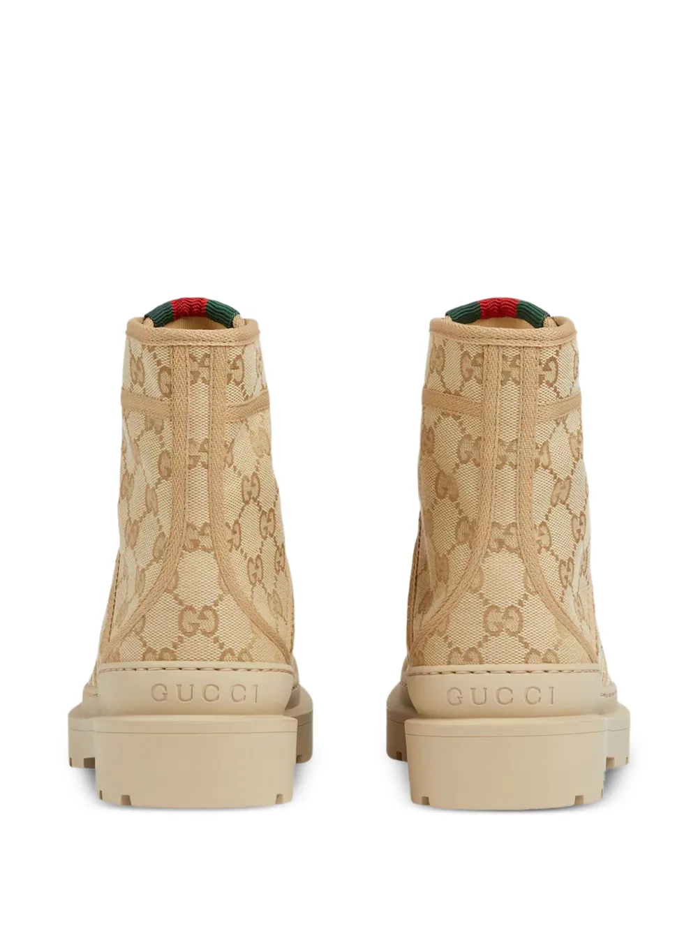 Gucci Web veterlaarzen met logopatroon Beige