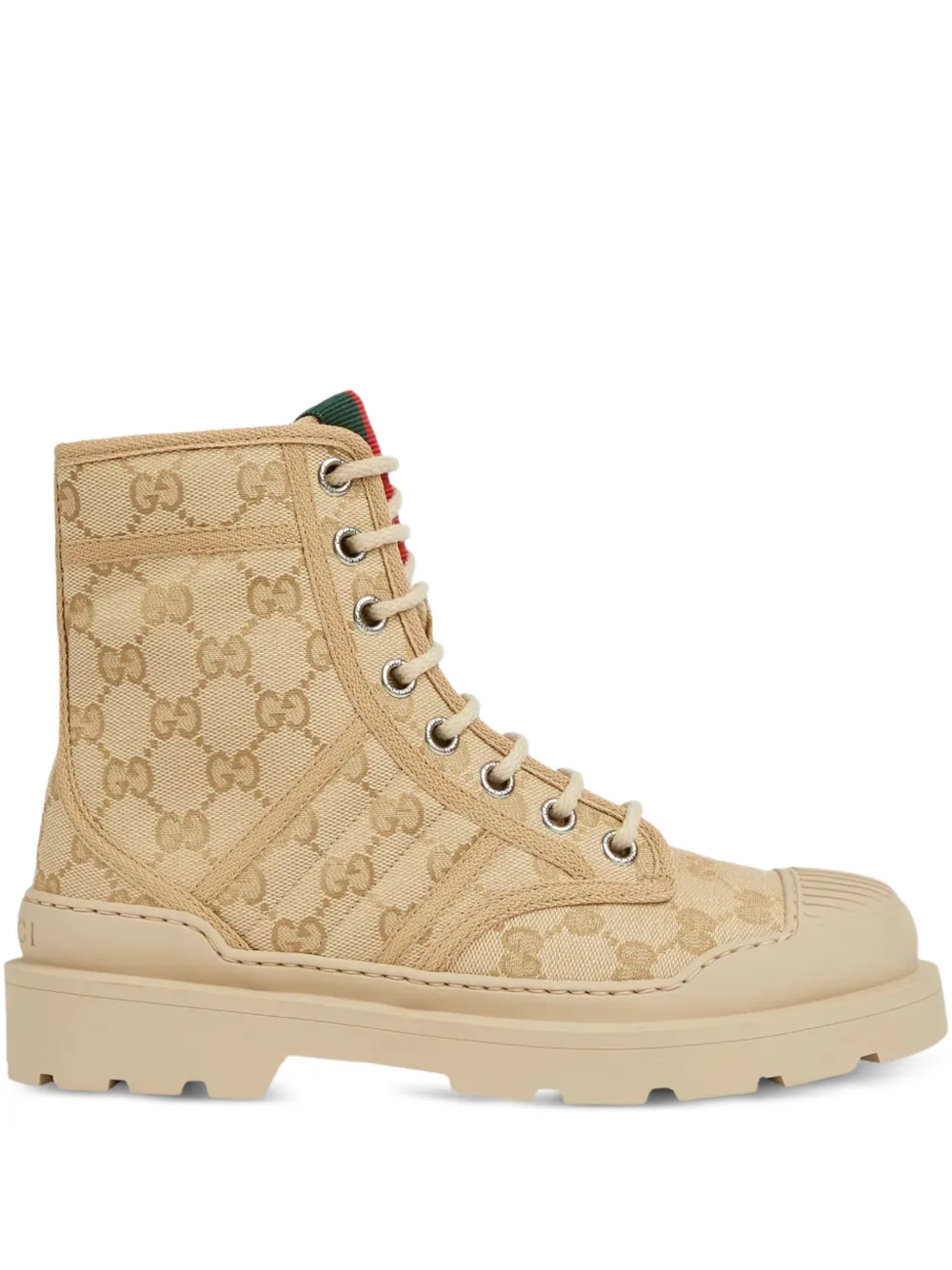 Gucci Web veterlaarzen met logopatroon Beige