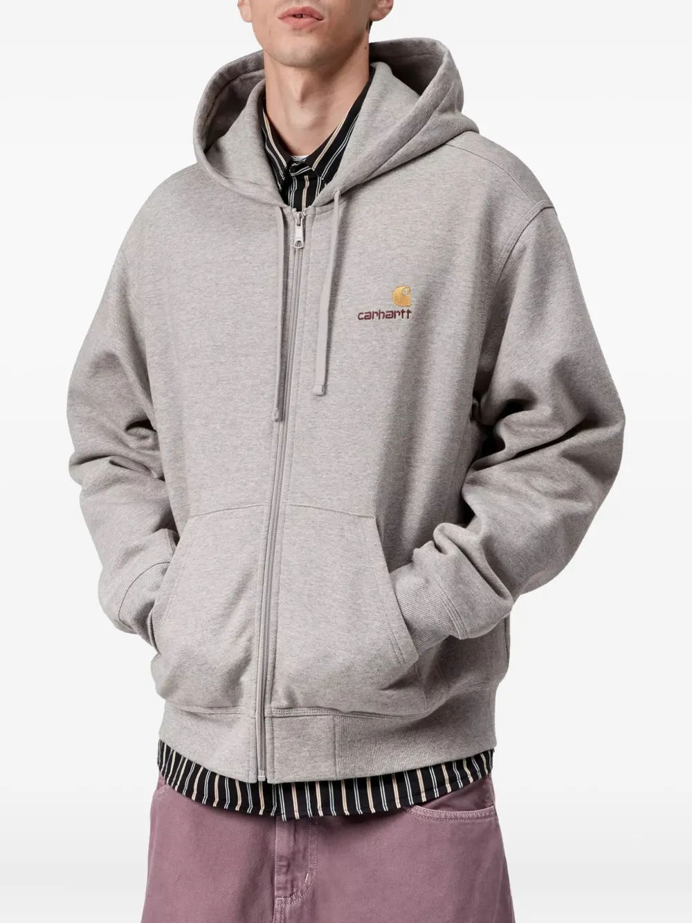 Carhartt WIP logo-detail zip-up hoodie | gris | Image 1