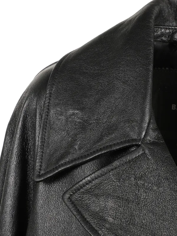 Balenciaga ベルテッド レザーコート | ブラック | FARFETCH JP