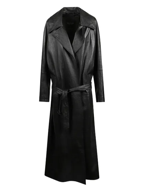 Balenciaga belted lambskin coat