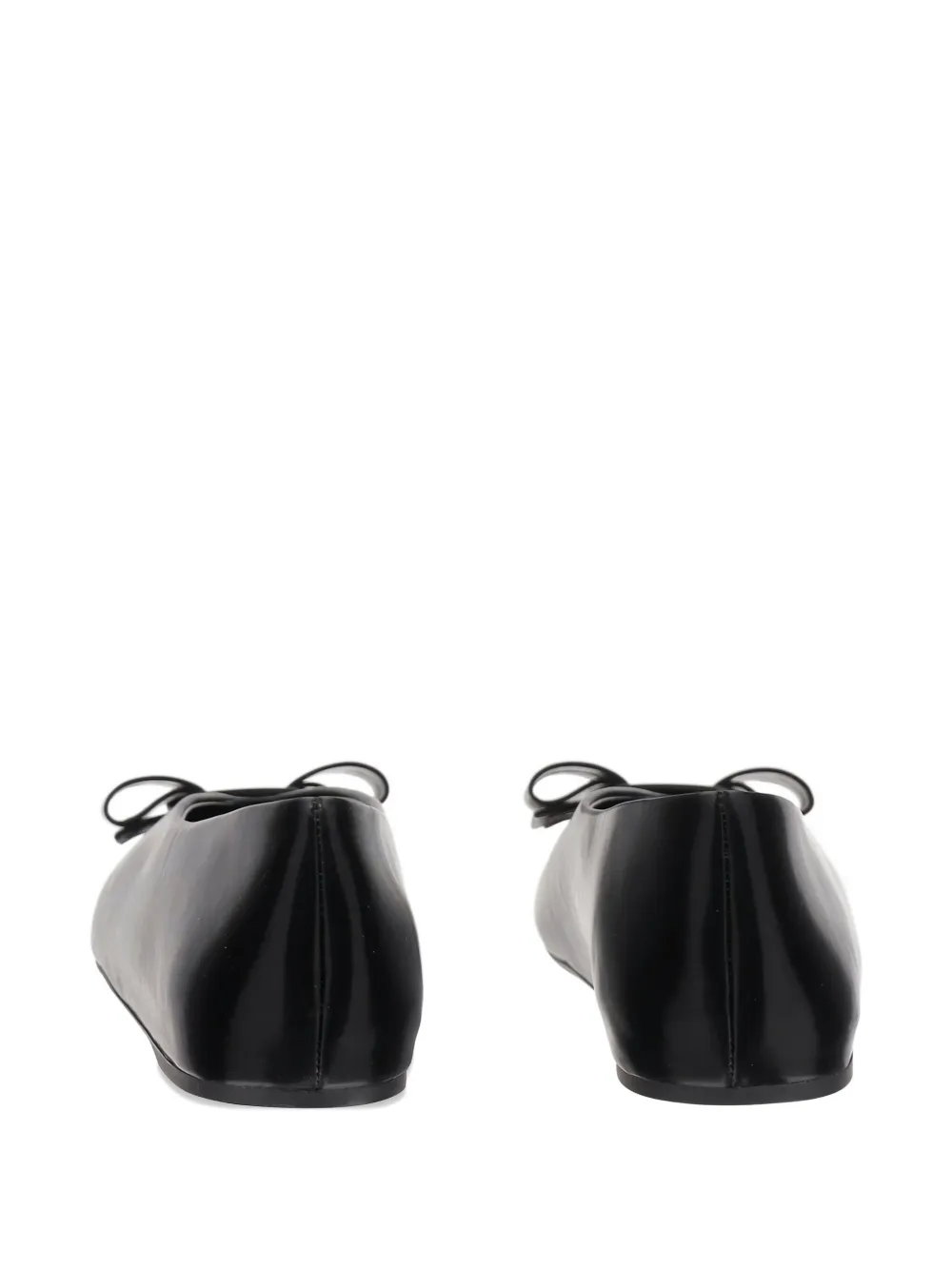 Ferragamo Leather Round Toe Ballerina Shoes With Bow Detail In Black