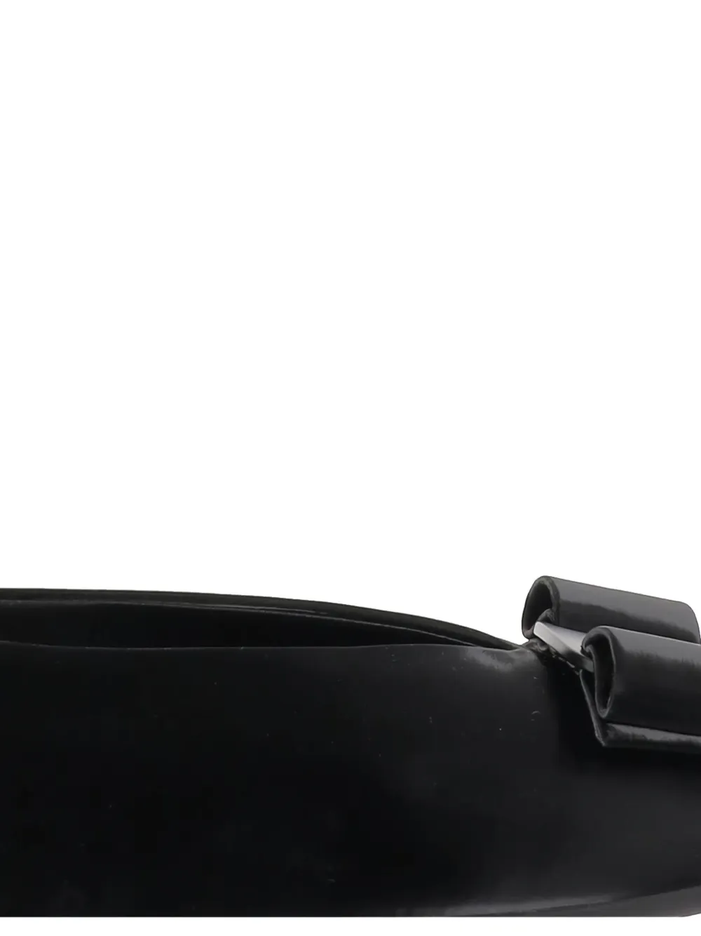 Ferragamo Leather Round Toe Ballerina Shoes With Bow Detail In Black