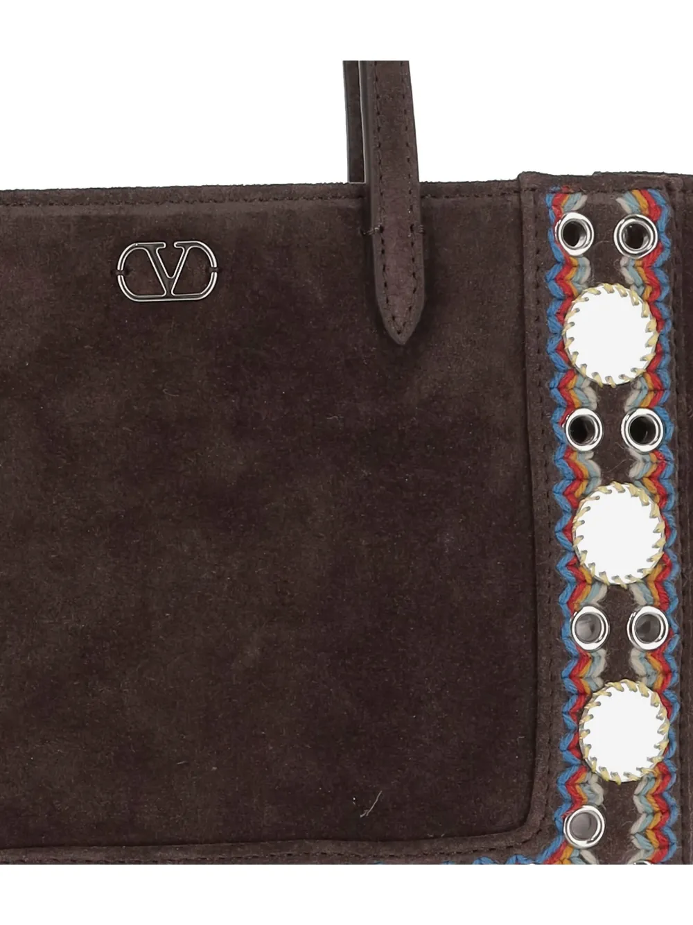 Valentino Small Nellcôte Stud-embellished Suede Shoulder Bag In Brown